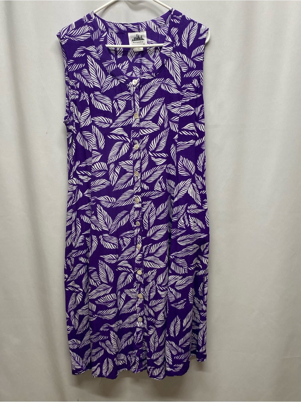 Vintage womens floral maxi dress medium purple button pockets tropical summer